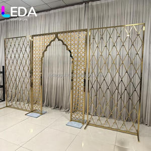 Arco de Pared de Acero Inoxidable Dorado Moderno para Decoración de Bodas, Eventos y Fiestas, Venta al Por Mayor de Fábrica LEDA - Product Image 2