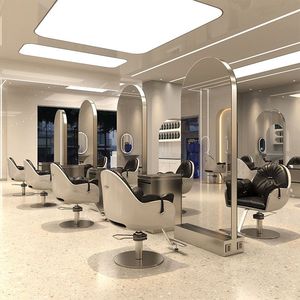Espejo LED de Cuero para Salón de Belleza, Barbería, Estilo Moderno y Sencillo, Pantalla Táctil, Iluminación Elegante, Comercial - Product Image 4