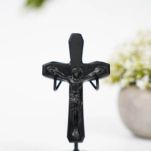 Cristal de Piedra Preciosa Natural al por Mayor, Obsidiana, Cruz Grande y Base de Jesús para Decoración de Oficina - Product Image 4