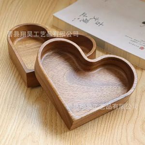 Wooden Heart Shaped Snack Box 4 Compartments Varnished <b>Storage</b> <b>Tray</b> For Candy And Dried Fruit - Product Image 3