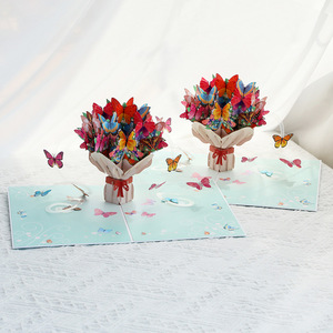 <span class=keywords><strong>Carte</strong></span> <span class=keywords><strong>de</strong></span> vœux 3D papillon en papier d'art bleu scellé pour la Saint-Valentin, la Fête des Mères, la Fête des Enseignants, bouquet <span class=keywords><strong>de</strong></span> fleurs, impression couleur - Product Image 4