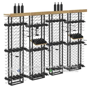 Top Selling Wooden Metal Wine Display Rack Shelving Units Wholesale High End Storage Shopfitting Fixture For Liquor Retail Store