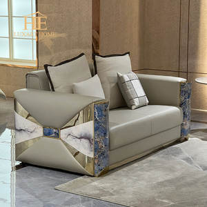 इतालवी लक्जरी फर्नीचर लिविंग रूम फर्नीचर सेट सोफा चमड़े के अनुभागीय - Product Image 2