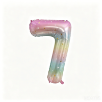 Ballon en aluminium 40 pouces élégant chiffre étoile arc-en-ciel, ensemble de décoration de fête d'anniversaire de luxe, vente en gros