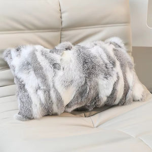 Gerçek tavşan kürk Patchwork yastık kılıfı yastık eşleşen deri tavşan peluş kanepe baş yastık tek taraflı yastık - Product Image 3