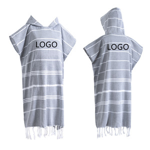 Venta al por mayor de <span class=keywords><strong>Bata</strong></span> de <span class=keywords><strong>playa</strong></span> con capucha y logotipo personalizado 100% algodón poncho de surf turco toalla <span class=keywords><strong>para</strong></span> adultos y niños patrón de rayas <span class=keywords><strong>para</strong></span> nadar - Product Image 6