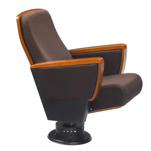 Wooden Back Board Fabric Auditorium Cinema Chair with Number Label