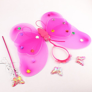 Glowing <b>Butterfly</b> <b>Wings</b> Three Piece Set For Children Birthday Party <b>Costume</b> Props Digital Printing Easy Assemble - Product Image 2