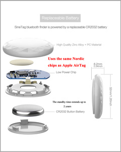 Positioning Locator SiNE Tag Anti-Loss <b>Device</b> with Find My App Controlled <b>Tracking</b> - Product Image 5