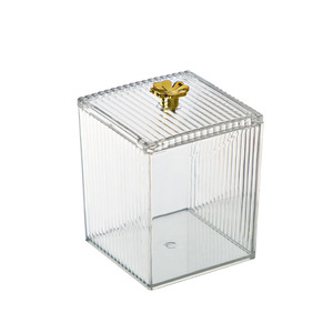 Transparent <b>Makeup</b> Organizer With Lid Plastic Storage Box For Cotton Swabs And Lipstick <b>Dressing</b> <b>Table</b> Accessory - Product Image 5
