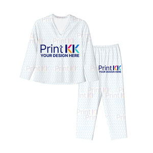 Conjunto de pijama de LICRA de manga larga con imagen personalizada para mujer, logotipo personalizable, cintura elástica transpirable y cierre de cordón para el hogar - Product Image 5