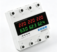 Relais de protection contre les surtensions et les sous-tensions triphasé AC réglable, protection contre les surintensités 63A 100A, affichage LED, réinitialisation automatique 50/60Hz