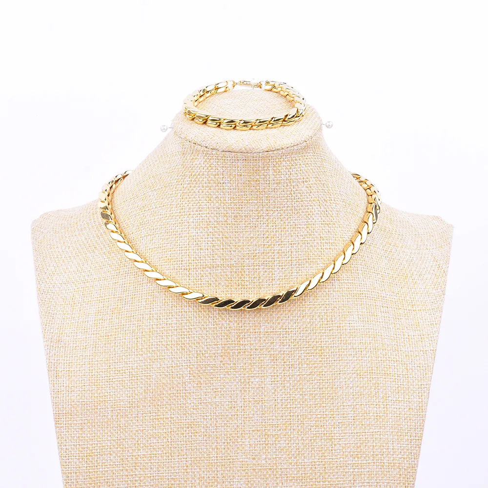 Brazilian Oro 18k Original 24K 14K Garments Laminated Gold Vintage Plated Hawaii Jewelry Necklaces Bracelet Sets For Women