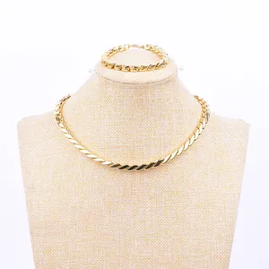 Brazilian Oro 18k asli 24K 14K pakaian laminasi emas antik berlapis Hawaii Kalung Perhiasan Set Gelang untuk wanita