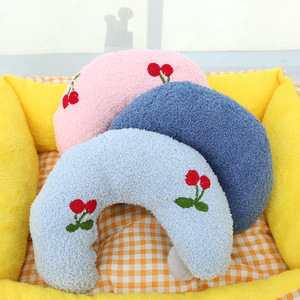 Plush Crescent <b>Pillow</b> For Cats Terry Cloth With Pom Pom Decorative Pet Headrest Soft Cushion Toy For Kitten Sleep Comfort - Product Image 3
