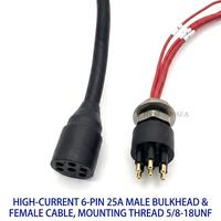 Connecteur sous-marin HYSF HPIL6F HPBH6M à courant élevé, 6 broches, 25A, 800V, avec assemblage de câble mâle traversant et femelle, pour alimentation sous-marine sur carte PCB