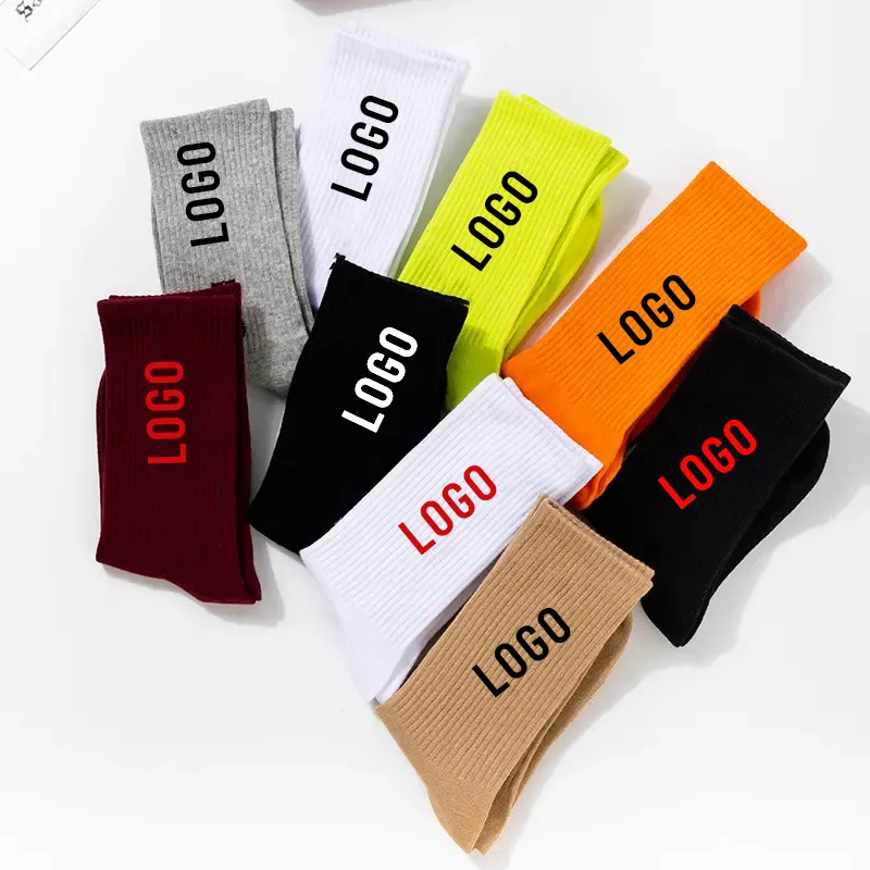 Custom Logo Sport Socks Compression Ribbed Designer Athletic Cotton Customize men's winter funny socks unisex