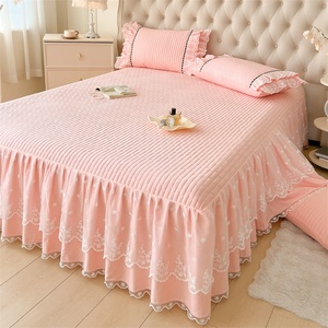 Nueva Llegada: Cubrecama Princesa con Volantes Románticos, 400 Hilos, 100% Algodón, Acolchado con Encaje, para Uso Doméstico, Sábana y Falda de <span class=keywords><strong>Cama</strong></span> - Product Image 2
