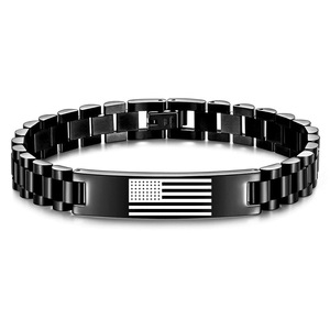 Pulsera con bandera americana para hombre, joyería de regalo de acero inoxidable de 10 mm - Product Image 3