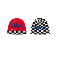 Bonnet d'hiver réversible avec logo personnalisé, faible MOQ, petite commande, broderie personnalisée, bonnet en tricot doux et souple, bonnet imprimé personnalisé
