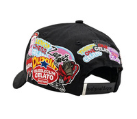 Gorra de béisbol de 5 paneles de sarga y gamuza con bordado Y2K 2026, venta al por mayor, logotipo personalizado, visera curva, patrón de letras