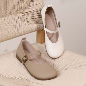 Nouvelles Chaussures Mary Jane Élégantes en Cuir Souple pour Femme, à Talon Bas et Bride Croisée, Idéales pour l'Été - Product Image 4