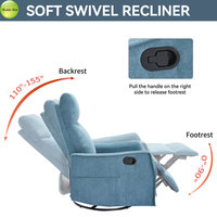 360 °   Fauteuil inclinable pivotant et à bascule pour salon et chambre à coucher, avec massage chauffant, fauteuil inclinable manuel avec port de charge USB P1182