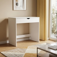 URBNLIVING Coiffeuse Moderne et Durable Blanche pour Chambre à Coucher, 1 Tiroir, Petite, Pliable, en Bois, Design Panneau