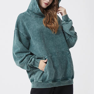 Sudadera Larga de Algodón para Mujer, Invierno 2025, Sin Bolsillos, Personalizada, Lisa, Lavada al Ácido, Desgastada, Bordada en la Parte Delantera, Transpirable, de Secado Rápido - Product Image 4