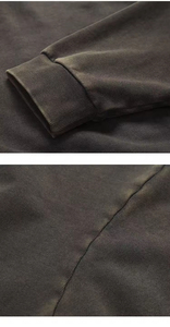 Sudadera con capucha y cremallera completa de felpa francesa gruesa para hombre, corte holgado y corto, hombros caídos, estilo streetwear, con bajo dividido - Product Image 5