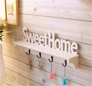 Household Sweet Home White Living Room Wall Hangers Key Rack Closet Storage Bedroom Decorative Rack Key Holder Wall Mounted