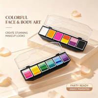 Palette de peinture faciale professionnelle à dégradé arc-en-ciel, maquillage corporel à base d'eau respectueux de la peau pour adultes et enfants