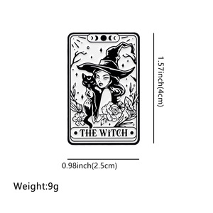 De Heks Tarot Kaarten Emaille Pin Gotische Mystieke Broche Zwarte Kat Reversbadge Sieraden Cadeau voor Vrienden en Fans - Product Image 5