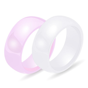 <b>Ceramic</b> <b>Ring</b> 8MM Black White Pink Glossy Simple Round Unisex Wedding Jewelry - Product Image 4