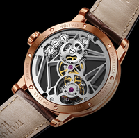 Montres mécaniques tourbillon transparentes et lumineuses en acier, design et production d'usine, pour la marque de l'invité
