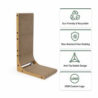 Griffoir pour chat en forme de L en gros, vertical, en bois et carton ondulé avec balle, personnalisé pour chats d'intérieur, directement de l'usine