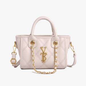 Fashionable Durable Foldable Lady's PU Handbag with Geometric Patterns Chains Zipper Closure for Daily Use Model 2526 - Product Image 5