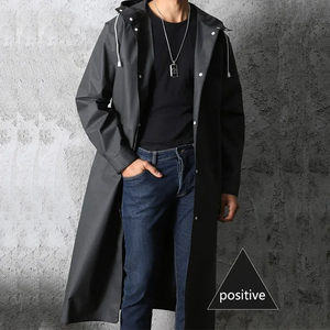 <span class=keywords><strong>Impermeabile</strong></span> Lungo Antivento Nero alla Moda per Adulti con Cappuccio per Uomo e Donna in EVA per Attività all'Aperto come Moto ed Escursionismo - Product Image 1