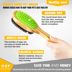 Eco-friendly Double-Sided Beauty Bamboo Wooden Needle Comb Pet Grooming Tool Dog <strong>Cat</strong> Massage Hair Brush Flea Knot Removal - Product Image 4