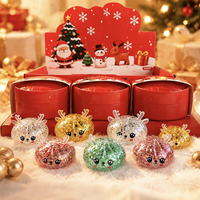 Jouet Squishy Renne Lumineux de Noël, Balle Anti-Stress en PU à Remontée Lente, Scintillante et Luminescente à l'Impact, pour Soulagement du Stress, Unisexe