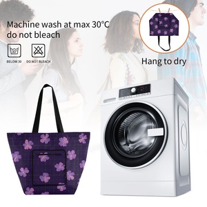 Reusable Polyester Boutique Market Custom Design Eco-friendly <b>Foldable</b> Shopping Tote <b>Bag</b> Flower Grocery Shoulder Shopping <b>Bags</b> - Product Image 5