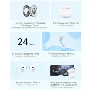 OPPO <span class=keywords><strong>ENCO</strong></span> <span class=keywords><strong>Air</strong></span> <span class=keywords><strong>2</strong></span> TWS Écouteurs Blutootm 5.<span class=keywords><strong>2</strong></span> Appel Réduction du Bruit Ture Casque Sans Fil AAC Écouteurs IPX4 - Product Image 6