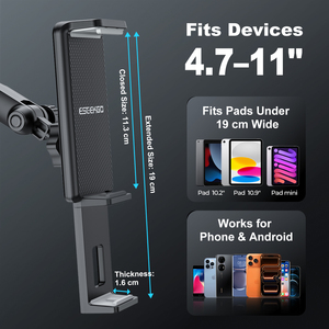 Soporte de ventosa para teléfono de coche con logotipo OEM, de ABS, estable, giratorio 360 grados, con clip, universal, compatible con teléfonos de 4.7'' a 11''. - Product Image 5