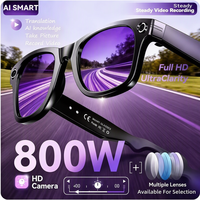 Lunettes intelligentes avec caméra anti-vibration 8MP et enregistrement vidéo, reconnaissance intelligente, traduction IA en temps réel, enregistrement vocal