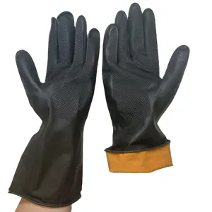 Industria black latex gloves Working Chemical Resistant Waterproof Industrial Latex Gloves