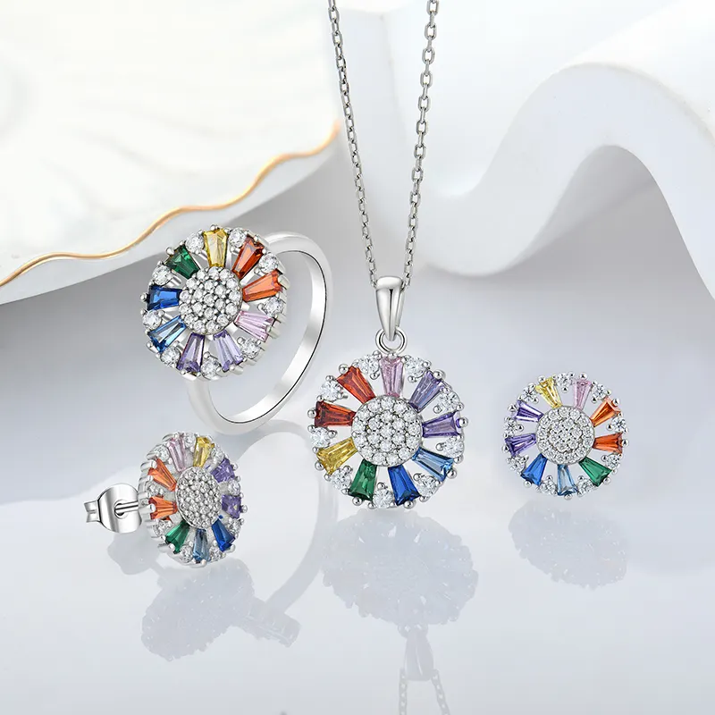 Collier personnalisé en argent sterling 925, cercle arc-en-ciel, Baguette en cristal, pendentif à Quartz pour femmes