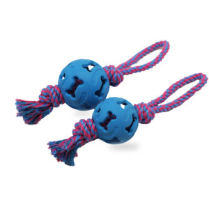Gran oferta, nuevo diseño, pelota de goma barata, juguetes para perros, dispensador de golosinas, pelota resistente y cuerda para masticar, juguete para perros - Product Image 2