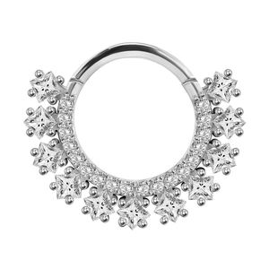Anneau de piercing corporel en acier chirurgical 316L avec zircon transparent pour nez, segment, hélix, daith, cartilage, septum, type clicker - Product Image 4