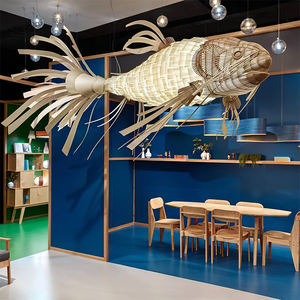 <span class=keywords><strong>Lampadario</strong></span> Artistico per Hotel, Villa, Ristorante, Illuminazione Personalizzata, Lampada Artigianale in <span class=keywords><strong>Legno</strong></span> <span class=keywords><strong>Naturale</strong></span> Intrecciato, <span class=keywords><strong>Lampadario</strong></span> Koi - Product Image 3