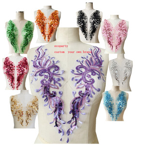 Ecoparty 1 paire de ceintures multicolores à coudre à la main en <span class=keywords><strong>verre</strong></span> avec miroir, fleurs scintillantes en strass, épaules, robe de mariée, patch de bricolage - Product Image 1